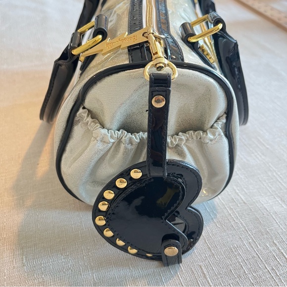 Betseyville Silver Glitter Paten Small Bag Satchel Punk Rockabilly Heart Tag - Picture 11 of 16